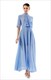 Maxikleid aus Chiffon mit halben Ärmeln, hohem Ausschnitt und Rüschenfront
