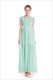 A-Linien-Maxikleid aus Chiffon mit V-Ausschnitt, angesetzten Ärmeln und Spitzenverzierung