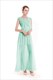 A-Linien-Maxikleid aus Chiffon mit V-Ausschnitt, angesetzten Ärmeln und Spitzenverzierung