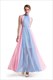Ärmelloses Chiffon-Maxikleid mit Kontrastfarbe und gerafftem Oberteil