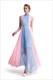 Ärmelloses Chiffon-Maxikleid mit Kontrastfarbe und gerafftem Oberteil
