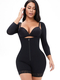 Long Sleeve Adjustable Straps Zip Waist Trainer Bodysuit