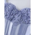 Blue Corset Fishbone Court Shapewear With Cups Bustier