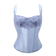 Blue Corset Fishbone Court Shapewear With Cups Bustier