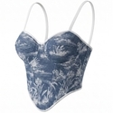 Blue Court Print Tube Top Corset Bustier Waist Trainer