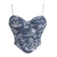 Blue Court Print Tube Top Corset Bustier Waist Trainer