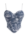 Blue Court Print Tube Top Corset Bustier Waist Trainer