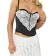 Black Lace Spliced Fishbone Corset Cami Tube Top For Women