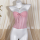 Fischbein-Tube-Top-Vest mit Stahlring und Falten, schlanke Passform für Damen