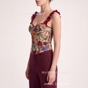 Gemustertes, gerafftes, dehnbares formendes Cami-Korsett-Top mit Blumenmuster