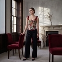 Gemustertes, gerafftes, dehnbares formendes Cami-Korsett-Top mit Blumenmuster
