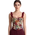 Gemustertes, gerafftes, dehnbares formendes Cami-Korsett-Top mit Blumenmuster