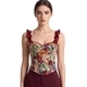 Pattern Floral Ruched Stretch Shaping Camisole Corset Top