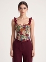 Gemustertes, gerafftes, dehnbares formendes Cami-Korsett-Top mit Blumenmuster
