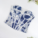 Chinese Ink Painting Corset With Fishbone Structure