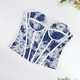 Chinese Ink Painting Corset With Fishbone Structure