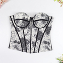 Chinese Ink Painting Corset With Fishbone Structure