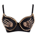 Black Punk Skull Rivet Bra For Nightclub & Belly Dance Costume
