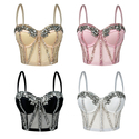 Rhinestone Mesh Semi-Sheer Slimming Camisole Corset Top