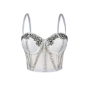Rhinestone Mesh Semi-Sheer Slimming Camisole Corset Top