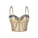 Rhinestone Mesh Semi-Sheer Slimming Camisole Corset Top