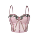 Rhinestone Mesh Semi-Sheer Slimming Camisole Corset Top