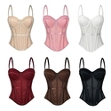 Einfarbiges Netz-Korsett-Camisole mit Brustpolstern