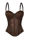 Einfarbiges Netz-Korsett-Camisole mit Brustpolstern