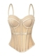 Einfarbiges Netz-Korsett-Camisole mit Brustpolstern