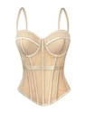 Einfarbiges Netz-Korsett-Camisole mit Brustpolstern