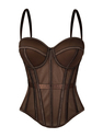 Einfarbiges Netz-Korsett-Camisole mit Brustpolstern