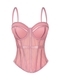 Einfarbiges Netz-Korsett-Camisole mit Brustpolstern