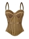 Einfarbiges Netz-Korsett-Camisole mit Brustpolstern