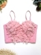 Spaghetti Strap Beaded Floral Corset Top With Chest Pads