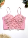Spaghetti Strap Beaded Floral Corset Top With Chest Pads