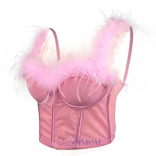 Ostrich Feather Fishbone Strapless Waist Trainer Cami