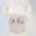 Ostrich Feather Fishbone Strapless Waist Trainer Cami