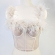 Ostrich Feather Fishbone Strapless Waist Trainer Cami