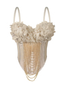 Handmade Floral Tassel Cami Top Open Back Corset