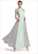 Ärmelloses Chiffon-Maxikleid mit Kontrastfarbe und gerafftem Oberteil