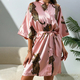 Leopard Print Faux Silk Pajama Set With Robe And Shorts