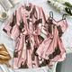 Leopard Print Faux Silk Pajama Set With Robe And Shorts