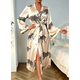 Leopard Print Faux Silk Pajama Set With Robe And Shorts