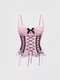 Cross Lace Corset Tank Top With Bow Detail