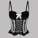 Kreuz-Spitzen-Korsett-Tank-Top mit Schleifendetail