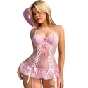 Rosa süßes niedliches Spitzen-Schleifen-Einteilige Dessous