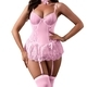 Lace Bow Mesh Spliced Dress With Stocking Sleeves Lingerie Set