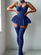 Lace Bow Mesh Spliced Dress With Stocking Sleeves Lingerie Set