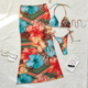 As shown in the picture Leopard Print Three-Piece Bikini Set With Backless Long Dress