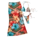 As shown in the picture Leopard Print Three-Piece Bikini Set With Backless Long Dress